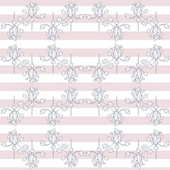 Obraz premium Vector Magical Pumpkin Flowers on stripes seamless pattern background. Perfect for fabric, scrapbooking and wallpaper projects.