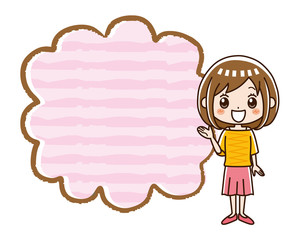 女性とフレーム　笑顔