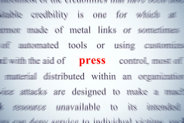 press detail of word