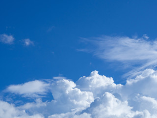 Blue sky with white clouds background.