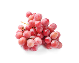 Red ripe grapes on white background