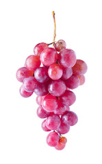Red ripe grapes on white background