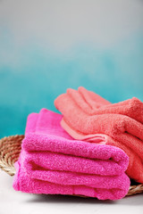 Color soft towels on table