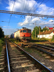 Railway wagon and train running