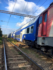 Fototapeta premium Railway wagon and train running