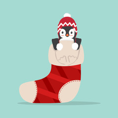 Cute Penguin in Winter Sock