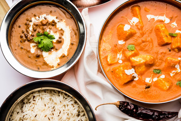 Paneer Bhurji, mildly spiced cottage cheese scramble and served with roti or laccha paratha, selective focus