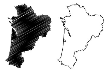 Nouvelle-Aquitaine (France, administrative region) map vector illustration, scribble sketch Nouvelle-Aquitaine (Aquitaine, Limousin and Poitou-Charentes) map
