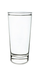 Glass of clean cool water on white background