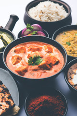 Palak Paneer Curry made up of spinach and cottage cheese served in a bowl or pan with roti or rice