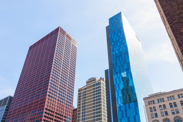 Naklejka premium View of Chicago downtown and skyscrapers, Illinois, USA 