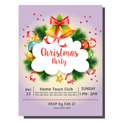 Fototapeta na wymiar colorful christmas party invitation card with bell and decoration