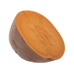 half of sweet potato isolated on white background