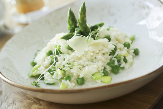 Pea Asparagus Risotto