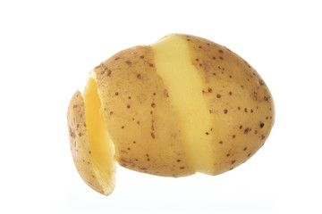 shelled potato isolated on white background