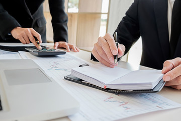 Business team investment trading do this deal on a stock exchange developing new approaches.