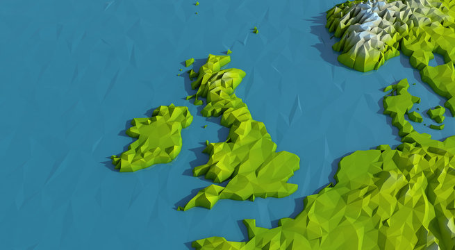 Low Poly UK and IrelandMap