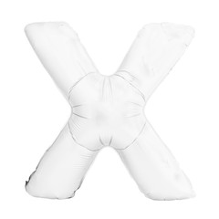 White letter X made of inflatable helium balloon isolated on white