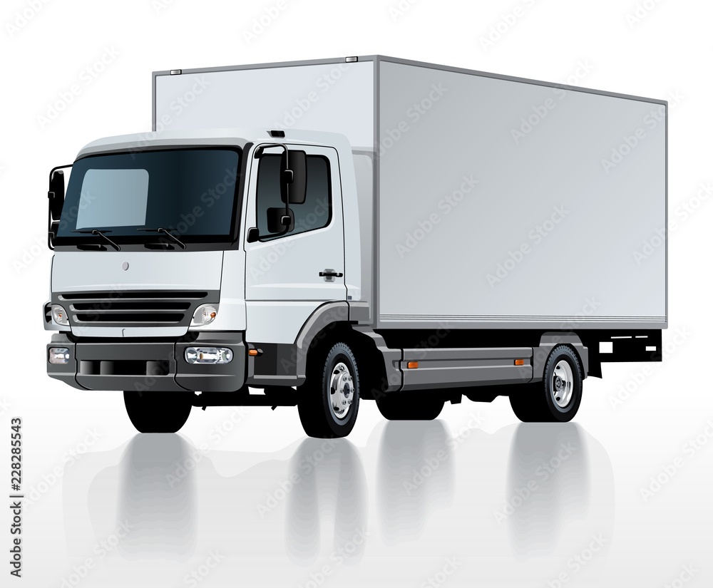 Wall mural Vector delivery cargo truck template isolated on white