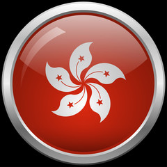 Fototapeta premium Hong Kong flag glass button vector illustration