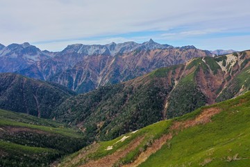 日本の北アルプスを空撮