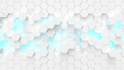 Abstract white hexagonal surface. Futuristic and technological concept