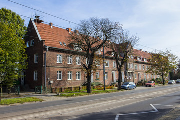 Fototapeta na wymiar A historic brick house in the center of Gdansk. Poland