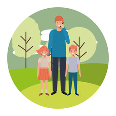 father with his children in the landscape avatar character