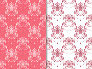 lotus flower seamless floral pattern