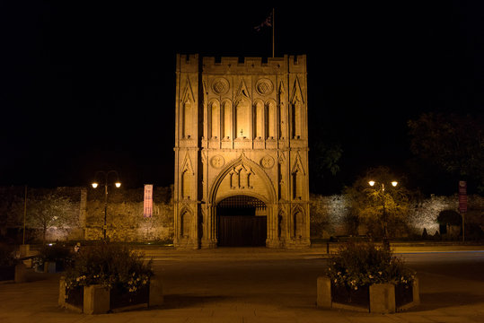 Abbey Gate at night in Bury St Edmunds