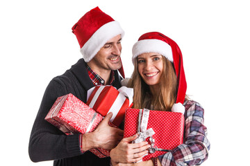 Couple with christmas gifts