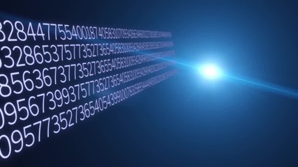 Changing random numbers on dark background. Abstract backdrop of economical information, business and digital finance.