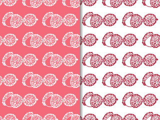 Lychee tropical fruits seamless pattern