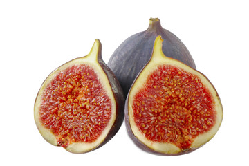slices of purple fig isolated on white background