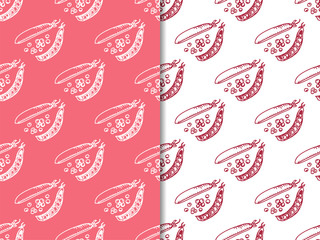 seamless pattern with vegetables green pea