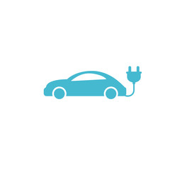 Electric Car With Plug Vector Icon