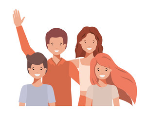 family waving avatar character