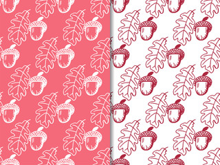Naklejka premium floral seamless pattern acorn and oak leaves