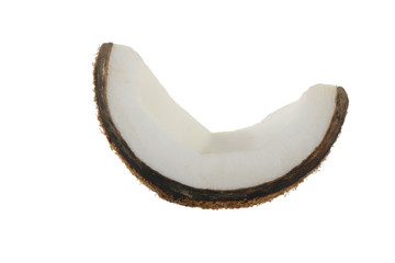 slice of coconut isolated on white