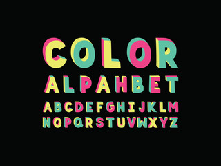 6960990 Color font. Vector alphabet