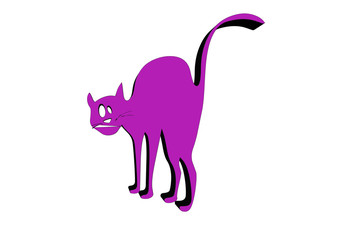 3D object, isolated - pink cat with black contour