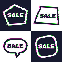 Set of four distorted glitch sale banners
