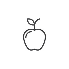 Apple with leaf outline icon. linear style sign for mobile concept and web design. Healthy fruit simple line vector icon. Symbol, logo illustration. Pixel perfect vector graphics
