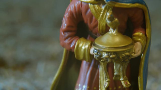 Caspar one of the Biblical Magi who visited the infant Jesus after he was born. Caspar is traditionally referred to as the King of India and gave the gift of frankincense to Jesus.