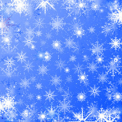 New Year Christmas. Blue background with snowflakes. Texture. Can be used on postcard. Template.