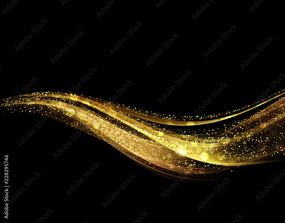Poster Abstract shiny color gold wave design element