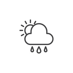 Sun cloud rain outline icon. linear style sign for mobile concept and web design. Rain season weather simple line vector icon. Symbol, logo illustration. Pixel perfect vector graphics