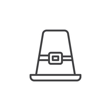 Pilgrim hat outline icon. linear style sign for mobile concept and web design. Thanksgiving simple line vector icon. Symbol, logo illustration. Pixel perfect vector graphics
