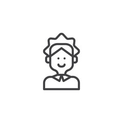 Pilgrim woman outline icon. linear style sign for mobile concept and web design. Thanksgiving holiday simple line vector icon. Symbol, logo illustration. Pixel perfect vector graphics