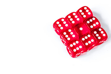 concept luck - dice gambling on white background